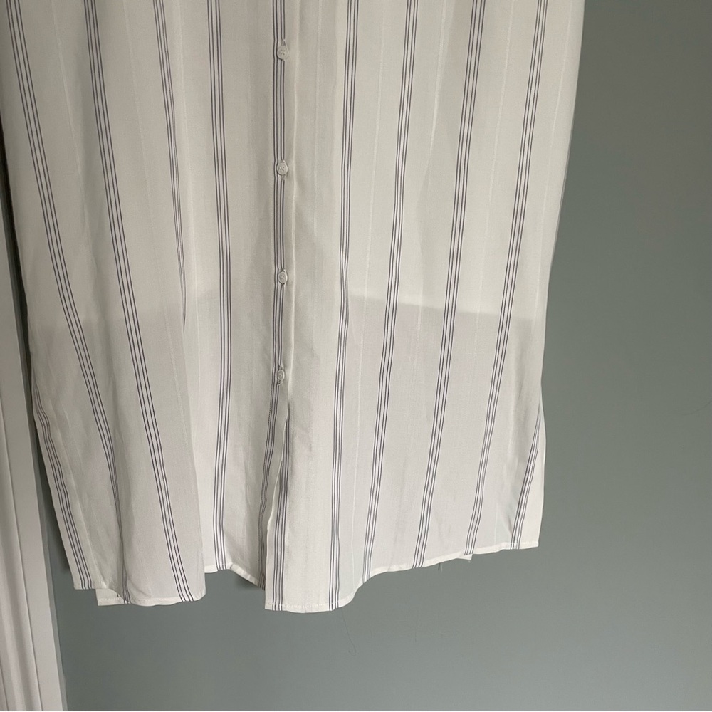 Gentle Fawn "Kaysey" Navy White Pinstripe Button Down Dress - Picture 4 of 14